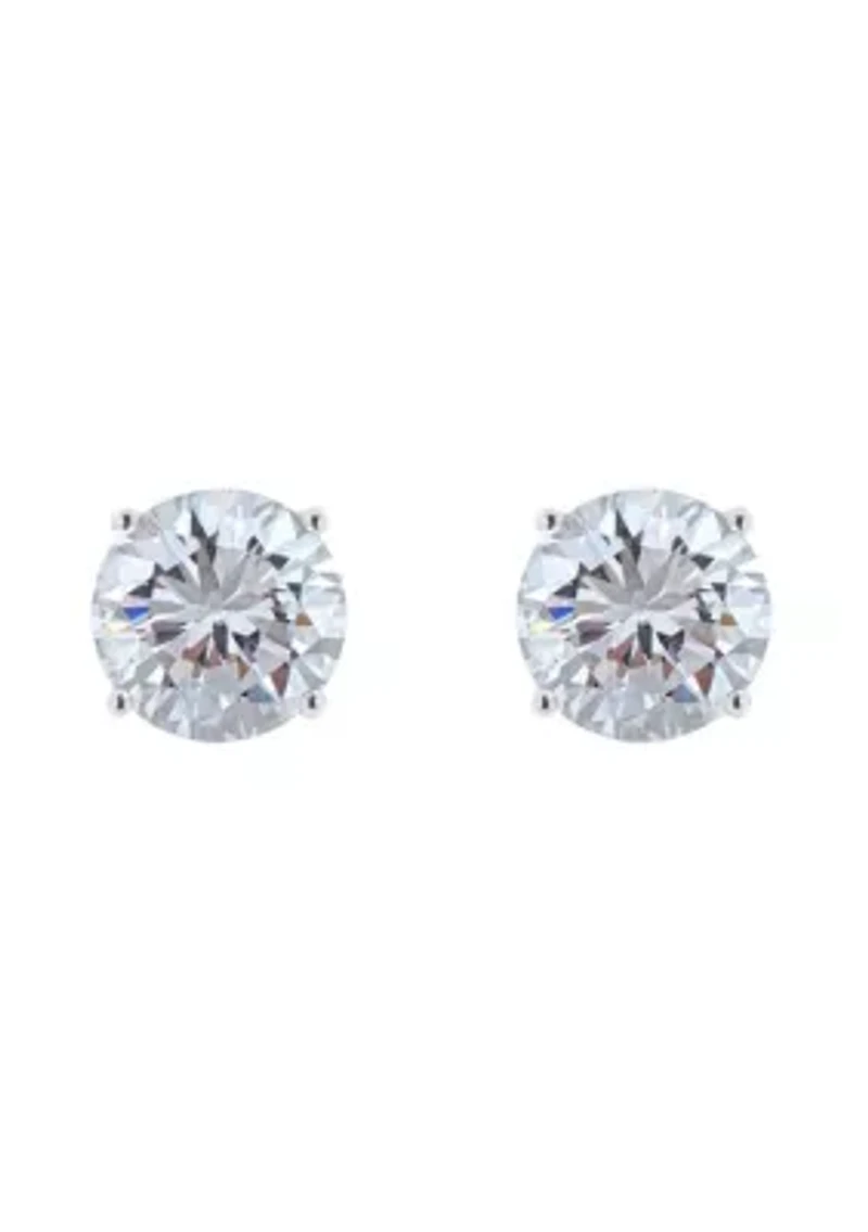 Sterling Silver 7mm Round Cubic Zirconia Stud Earrings