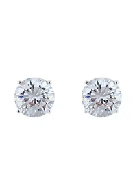 Sterling Silver 7mm Round Cubic Zirconia Stud Earrings