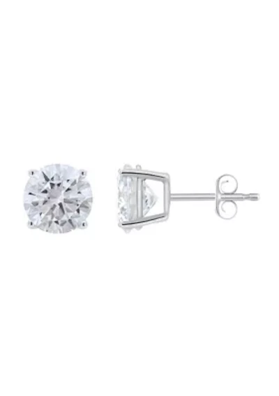 Sterling Silver 8mm Round Cubic Zirconia Stud Earrings