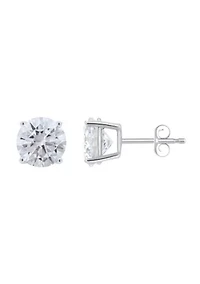 Sterling Silver 8mm Round Cubic Zirconia Stud Earrings
