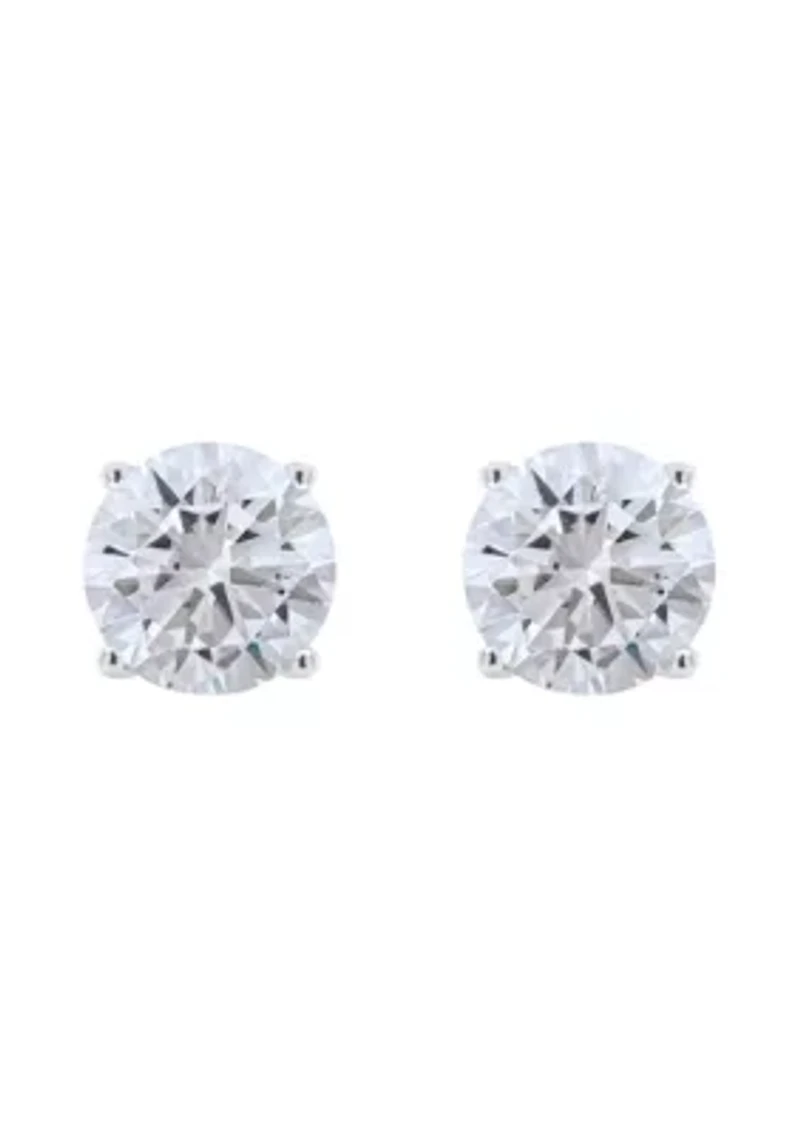 Sterling Silver 8mm Round Cubic Zirconia Stud Earrings