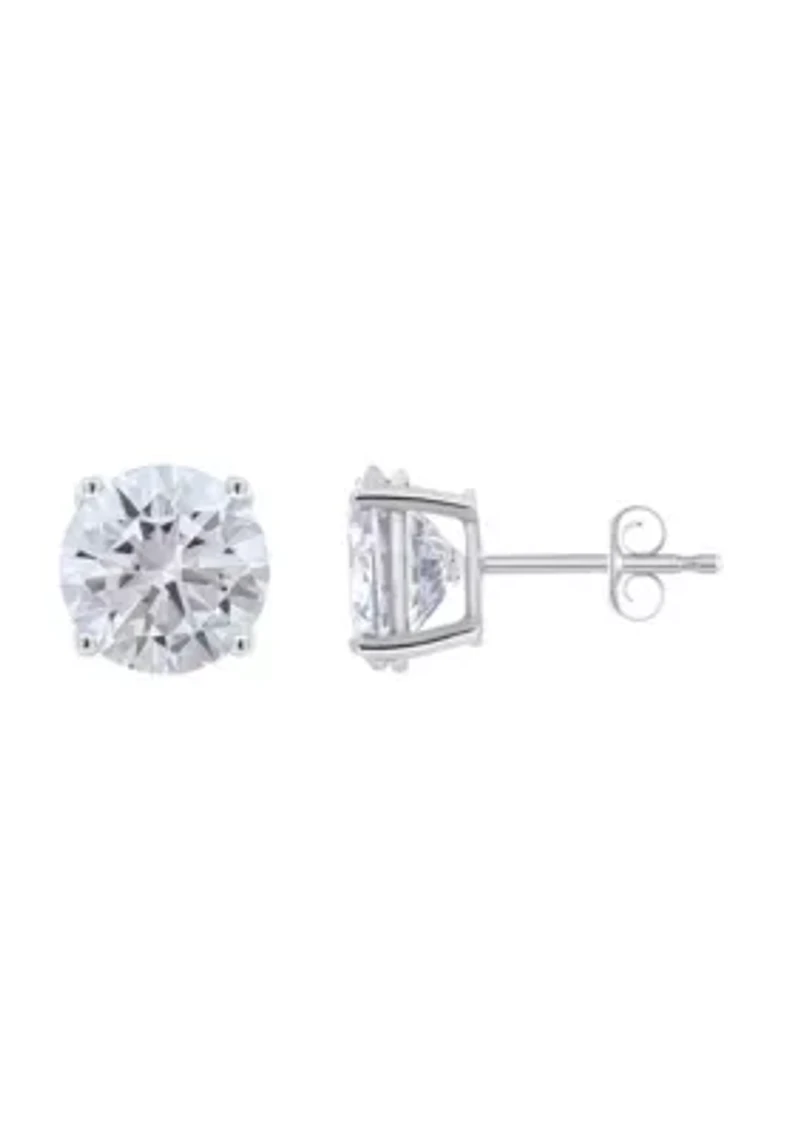 Sterling Silver 9mm Round Cubic Zirconia Stud Earrings