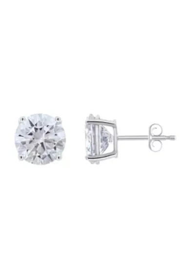 Sterling Silver 9mm Round Cubic Zirconia Stud Earrings