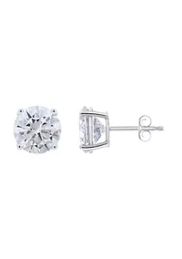 Sterling Silver 9mm Round Cubic Zirconia Stud Earrings