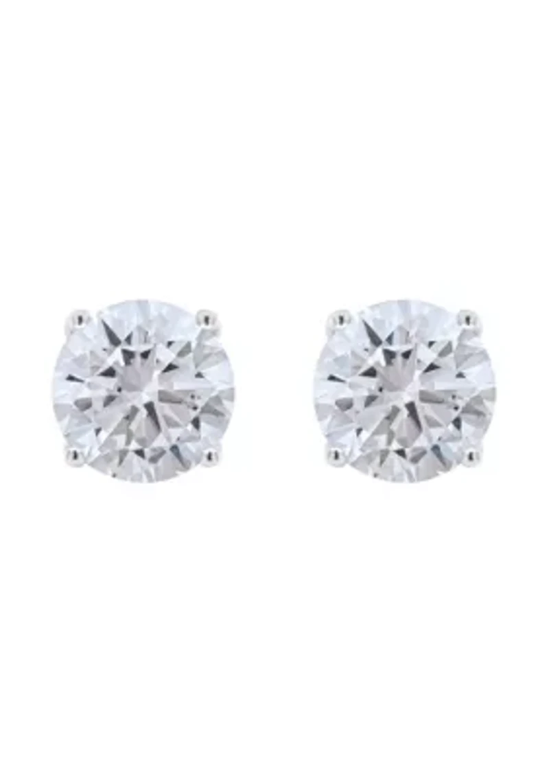Sterling Silver 9mm Round Cubic Zirconia Stud Earrings