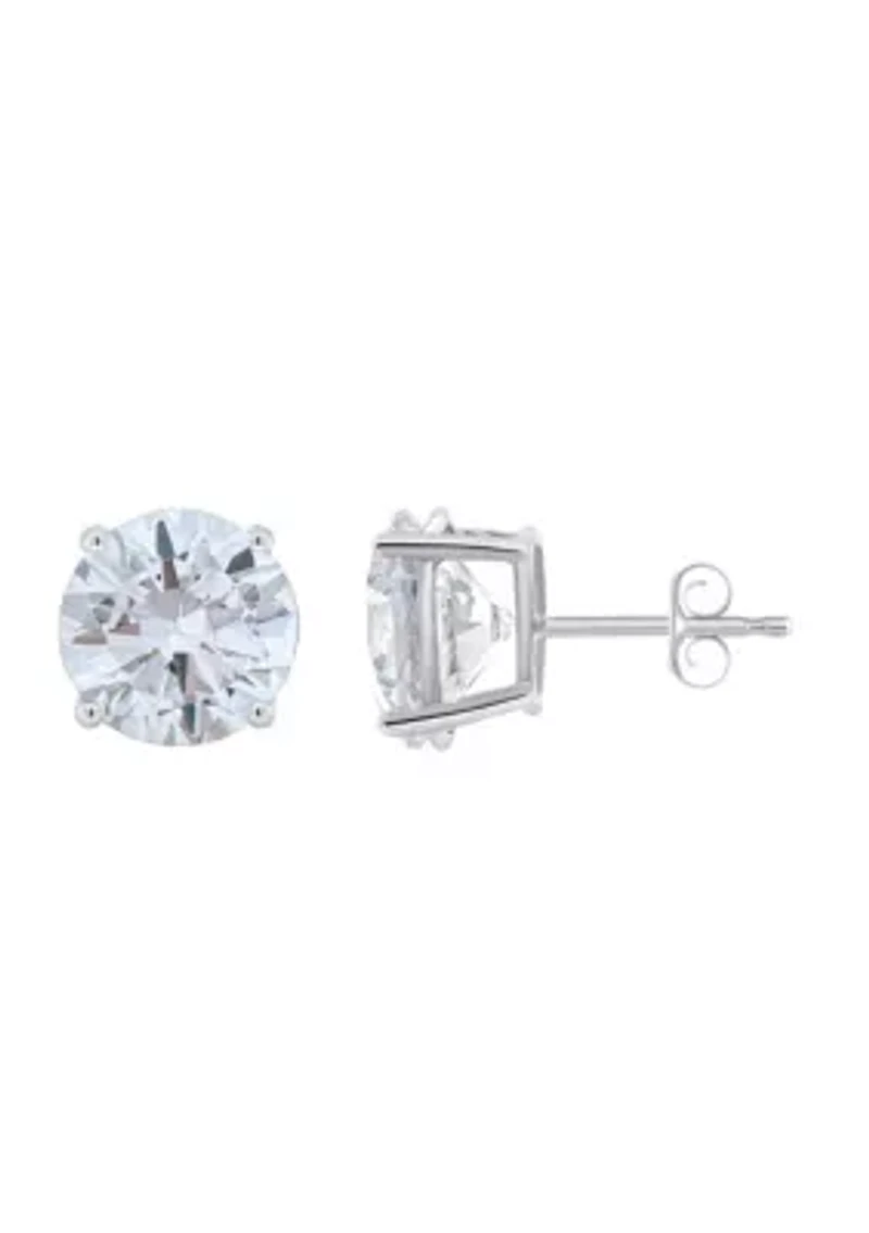Sterling Silver 10mm Round Cubic Zirconia Stud Earrings