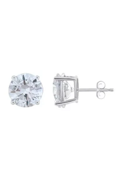 Sterling Silver 10mm Round Cubic Zirconia Stud Earrings