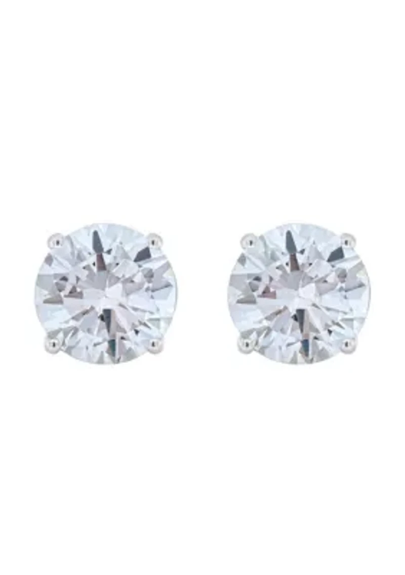 Sterling Silver 10mm Round Cubic Zirconia Stud Earrings