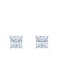 Sterling Silver 5mm Princess Cut Cubic Zirconia Stud Earrings