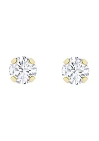 14K Yellow Gold 3mm Round Cubic Zirconia Stud Earrings