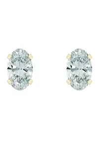 10K Yellow Gold 5x3mm Oval Cubic Zirconia Stud Earrings