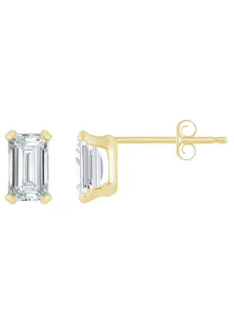 10K Yellow Gold 5x3mm Emerald Cut Cubic Zirconia Stud Earrings