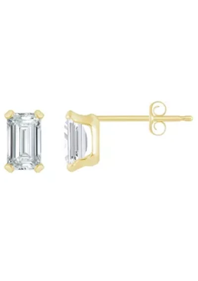 10K Yellow Gold 5x3mm Emerald Cut Cubic Zirconia Stud Earrings