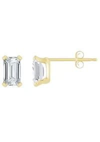 10K Yellow Gold 5x3mm Emerald Cut Cubic Zirconia Stud Earrings