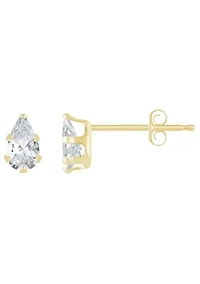 10K Yellow Gold 5x3mm Pear Shape Cubic Zirconia Stud Earrings