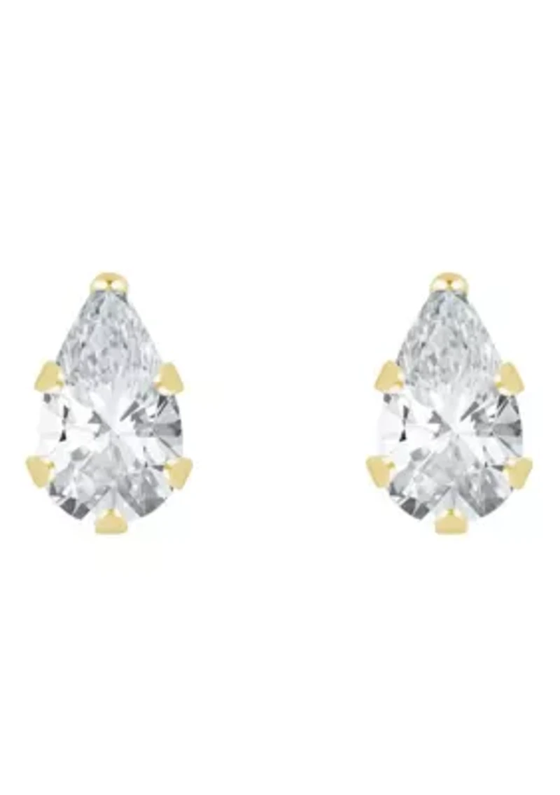 10K Yellow Gold 5x3mm Pear Shape Cubic Zirconia Stud Earrings