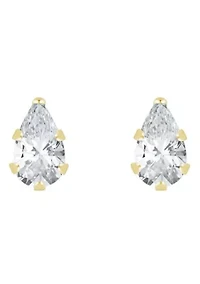 10K Yellow Gold 5x3mm Pear Shape Cubic Zirconia Stud Earrings
