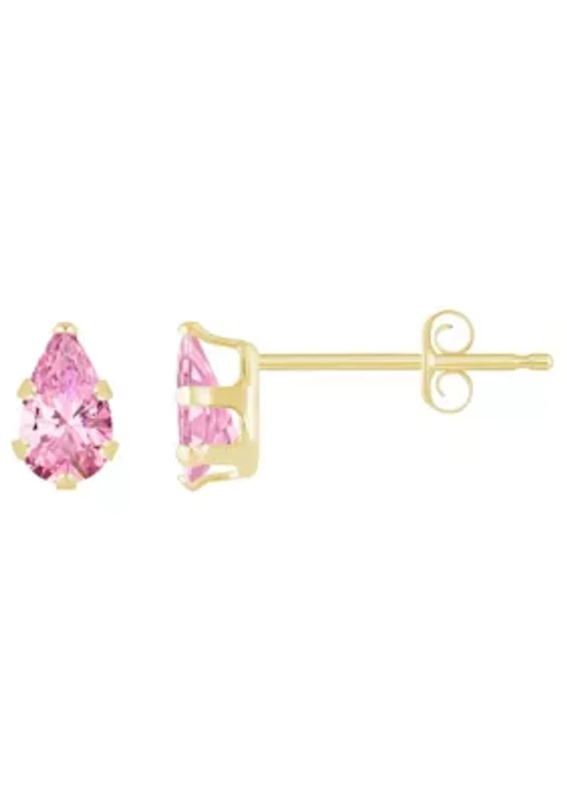 10K Yellow Gold 5x3mm Pear Shape Cubic Zirconia Stud Earrings