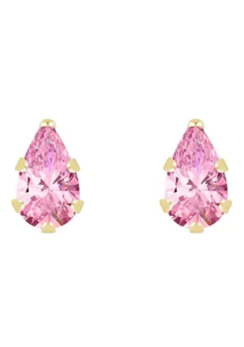 10K Yellow Gold 5x3mm Pear Shape Cubic Zirconia Stud Earrings