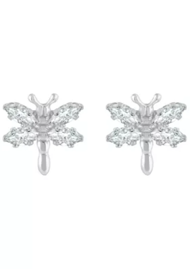 Sterling Silver Cubic Zirconia Dragonfly Stud Earrings