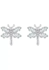 Sterling Silver Cubic Zirconia Dragonfly Stud Earrings