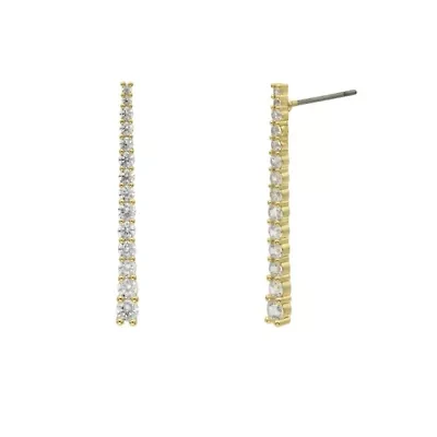 Lab Created Gold CZ Linear Bar Drop Earrings