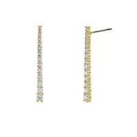 Lab Created Gold CZ Linear Bar Drop Earrings