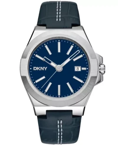 Men's Modernist Dark Blue Dial Dark Blue Leather Strap Watch