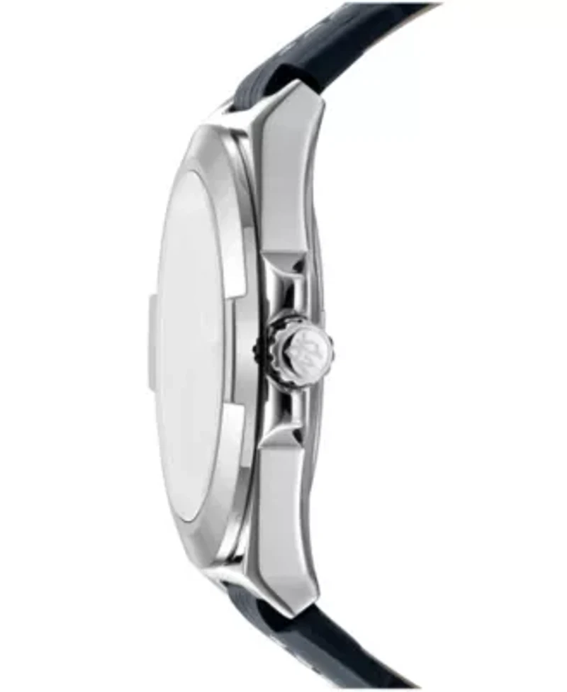 Men's Modernist Silver Dial Black Leather Strap Watch