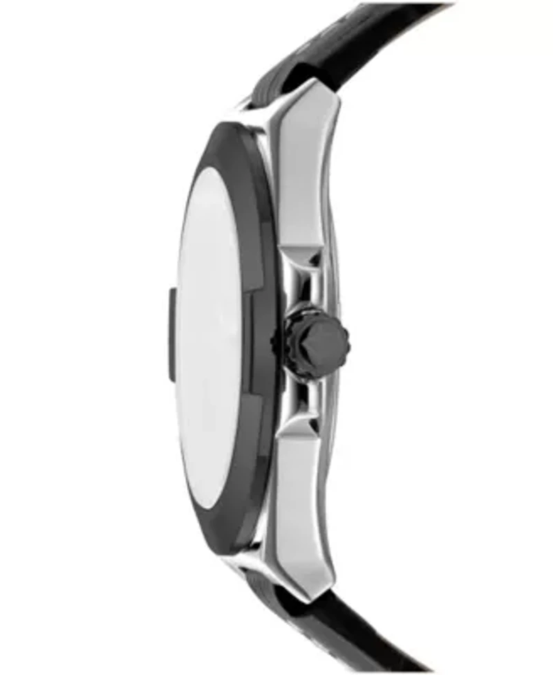 Men's Modernist Dark Green Dial Black Leather Strap Watch