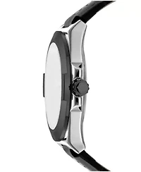 Men's Modernist Dark Green Dial Black Leather Strap Watch