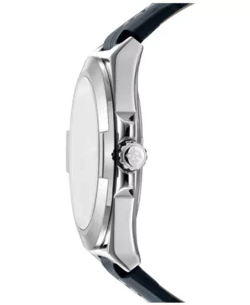 Men's Modernist Dark Blue Dial Dark Blue Leather Strap Watch