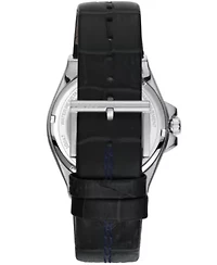 Men's Modernist Silver Dial Black Leather Strap Watch