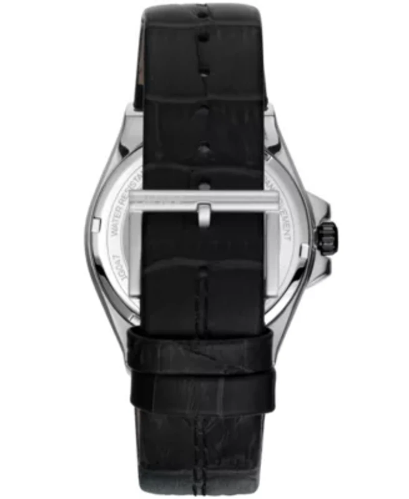 Men's Modernist Dark Green Dial Black Leather Strap Watch