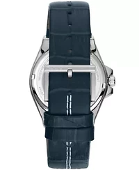 Men's Modernist Dark Blue Dial Dark Blue Leather Strap Watch