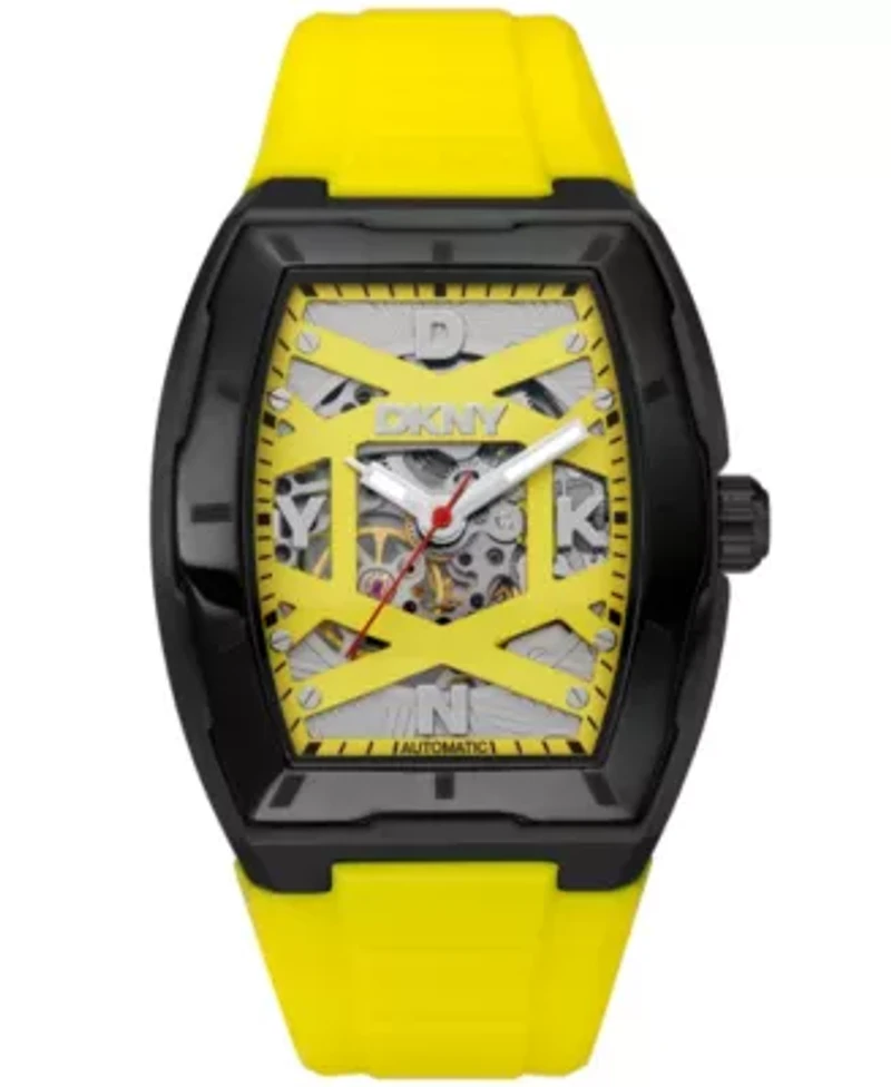 Men's Urban Automatic Yellow Dial Yellow Silicone Strap Watch
