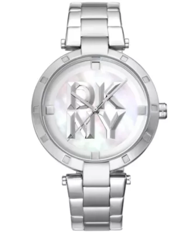Women's Essential Logo White MOP Dial Stainless Steel Bracelet Watch
