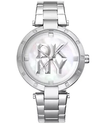 Women's Essential Logo White MOP Dial Stainless Steel Bracelet Watch