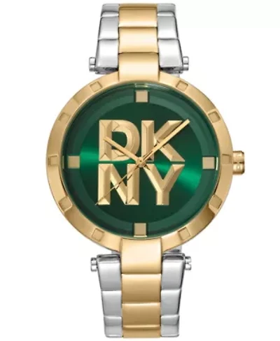 Women's Essential Logo Dark Green Dial Gold Two-Tone Stainless Steel Bracelet Watch