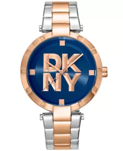 Women's Essential Logo Dark Dial Gold Two-Tone Stainless Steel Bracelet Watch