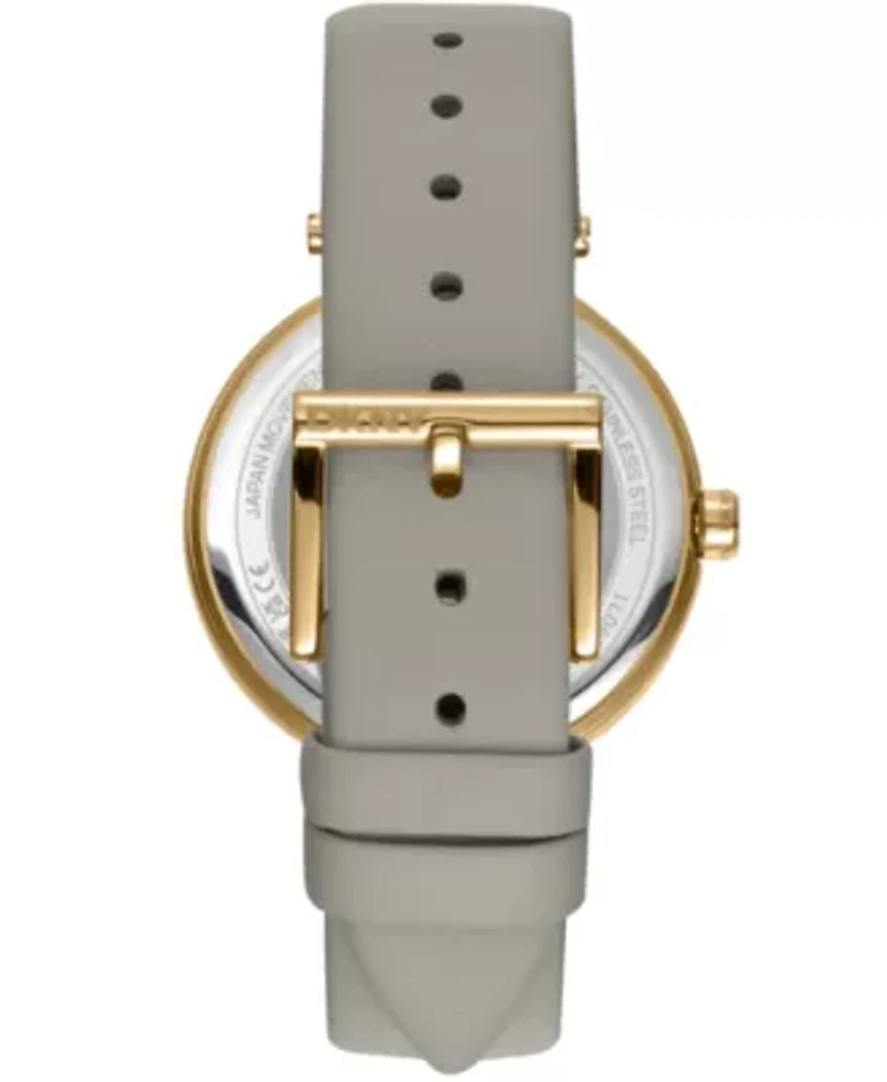 Women's Essential Logo Silver White Dial Leather Strap Watch
