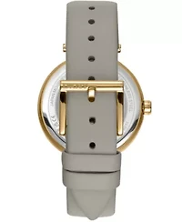 Women's Essential Logo Silver White Dial Leather Strap Watch