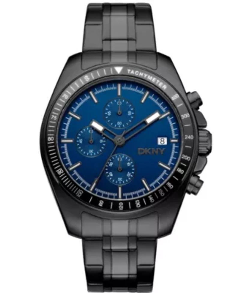 Men's Central Park Chronograph Dark Blue Dial Black Stainless Steel Bracelet Watch