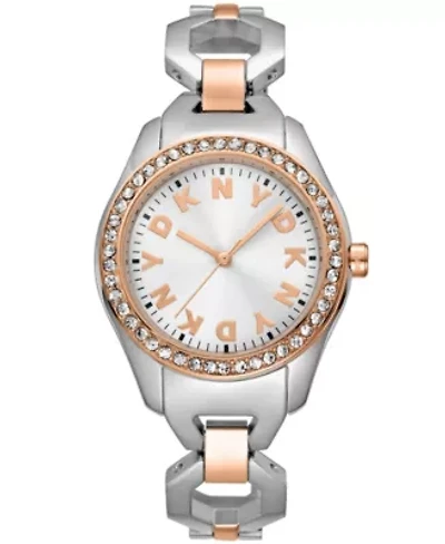Women's Astoria Midi Glitz Silver Dial Rose Gold-Two-Tone Stainless Steel Bracelet Watch