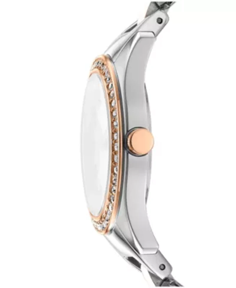Women's Astoria Midi Glitz Silver Dial Rose Gold-Two-Tone Stainless Steel Bracelet Watch