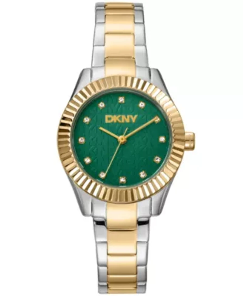 Women's Chambers Glitz Dark Green Dial Gold-Two-Tone Stainless Steel Bracelet Watch