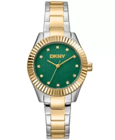 Women's Chambers Glitz Dark Green Dial Gold-Two-Tone Stainless Steel Bracelet Watch