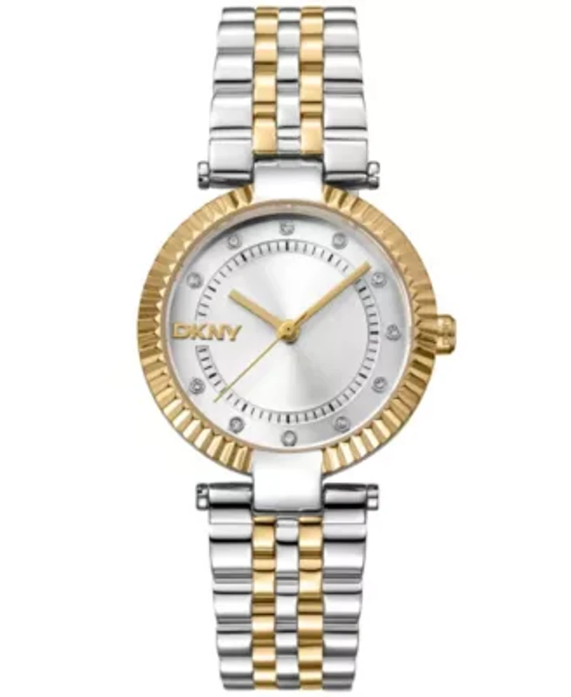Women's Essential Glitz Silver Dial Gold Two-Tone Stainless Steel Bracelet Watch