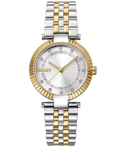 Women's Essential Glitz Silver Dial Gold Two-Tone Stainless Steel Bracelet Watch