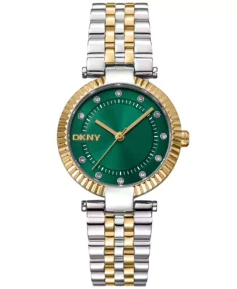 Women's Essential Glitz Dark Green Dial Gold Two-Tone Stainless Steel Bracelet Watch